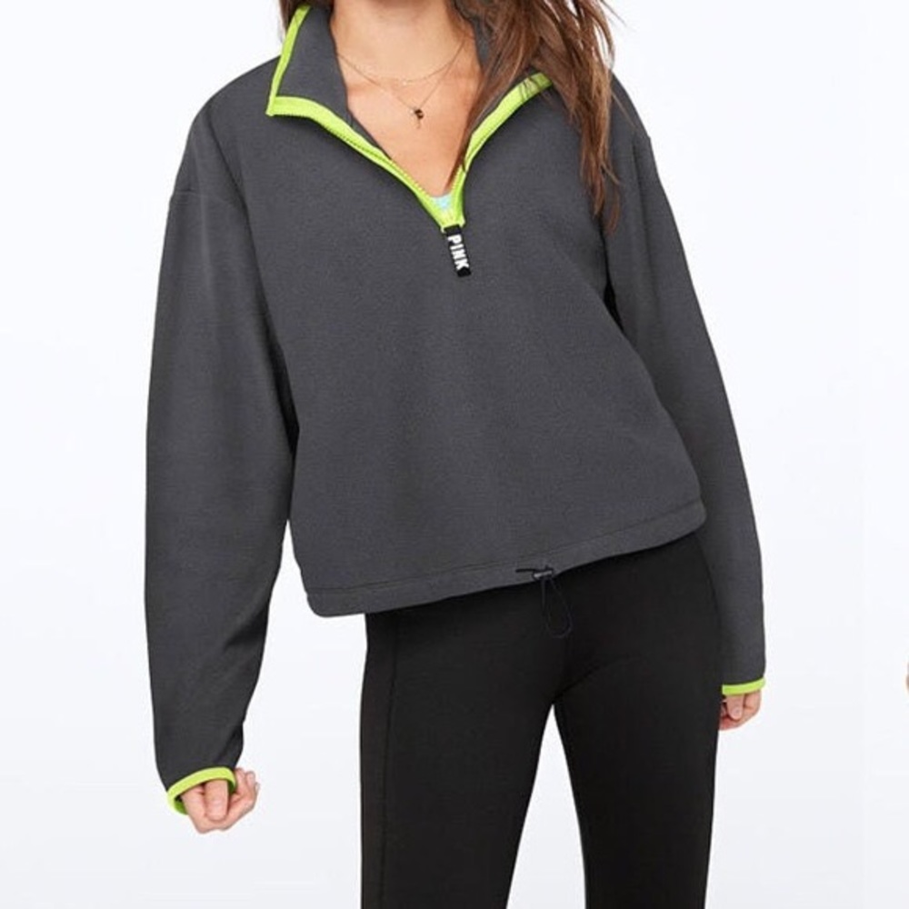 Pink Quarter Fleece Zip Grey Lime Green
